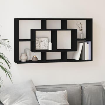 vidaXL Wandschap 8 vakken zwart, Verzenden, Nieuw