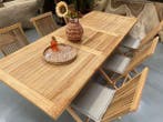 Uitschuif eettafel teak + 6 stoelen, Ophalen of Verzenden, Nieuw