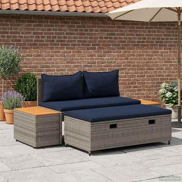 vidaXL Buiten bankenset 4 -Seater 4 st 55 x 30 x 39 cm, Verzenden, Nieuw, Rotan