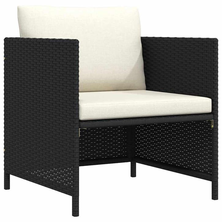 vidaXL Tuinbank met kussens poly rattan zwart, Tuin en Terras, Tuinsets en Loungesets, Nieuw, Verzenden