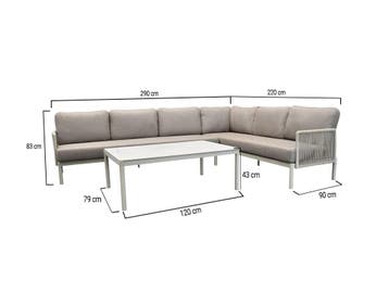 Joshua hoek loungeset 3 delig aluminium latte, Ophalen of Verzenden, Nieuw