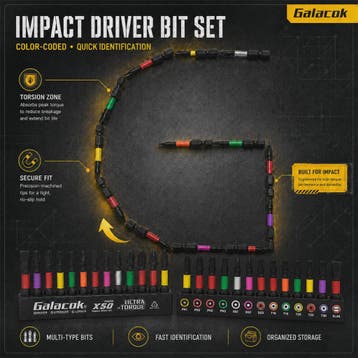 Galacok 13-delige Set Schroefbits: Impact, Magnetisch, Kleur, Doe-het-zelf en Verbouw, Gereedschap | Overige machines, Verzenden