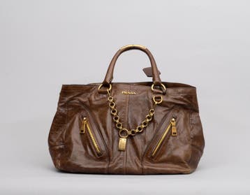 Leren tas, : Prada, Vitello Shine, kleur: Nocciolo, Sieraden, Tassen en Uiterlijk, Tassen | Schoudertassen, Nieuw