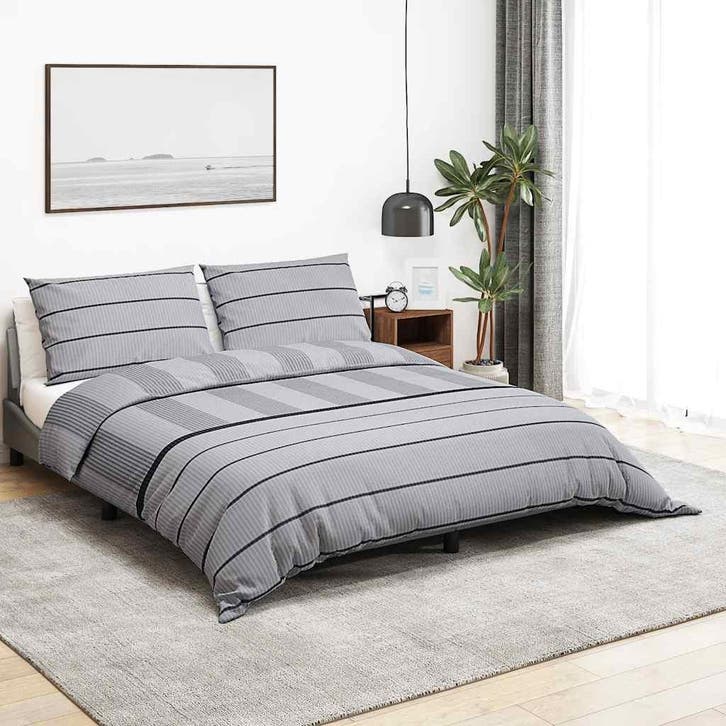 vidaXL Dekbedovertrekset 155x220 cm katoen grijs, Huis en Inrichting, Slaapkamer | Beddengoed, Grijs, Nieuw, Verzenden