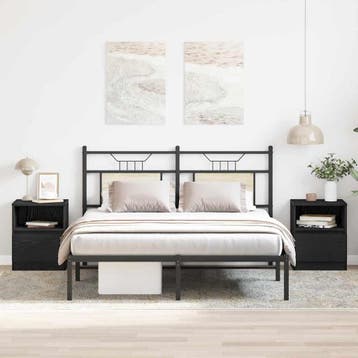 vidaXL Nachtkastje 2 st Zwart Eiken 40 x 40 x 50 cm Bewerkt, Minder dan 45 cm, Verzenden, Nieuw, Minder dan 55 cm