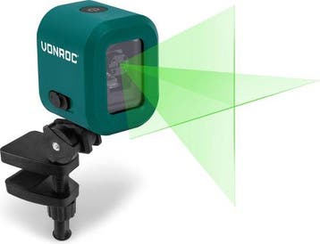 2dekans | VONROC kruislijnlaser– Groen – 4V accu– 1800mah -, Ophalen of Verzenden, Zo goed als nieuw