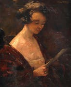 Simon Maris (1875-1935), Portret van een jonge lezende vrouw, Antiek en Kunst, Kunst | Schilderijen | Klassiek