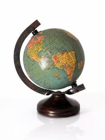 Terrestrial table globe - Vintage World Globe on Wooden Base