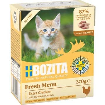 Bozita Kitten kip stukjes in saus natvoer kat 12 x 370 g, Verzenden, Kat