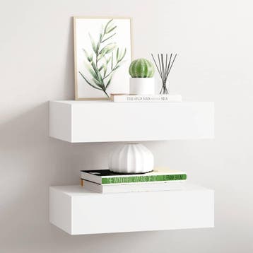 vidaXL Wandschappen 2 st met lade 40x23,5x10 cm MDF wit, Verzenden, Nieuw