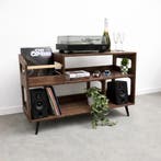 Groot Mid Century Modern LP meubel, Voor platenspeler, vinyl, Huis en Inrichting, Tafels | Sidetables, 100 tot 150 cm, Nieuw, Ophalen of Verzenden