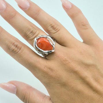 Koraal - Zilver - Ring - CORALLO MEDITERRANEO