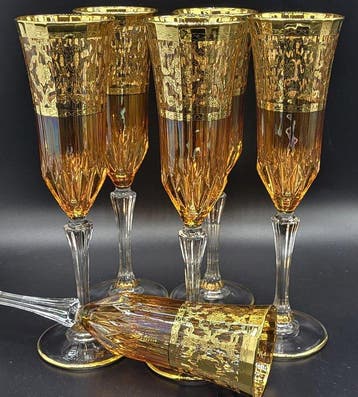 ISMIE LUX - Drinkservies (6) - luxe amber sieraden in goud -