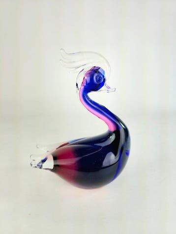 sculptuur, Cigno Blu Rubino - 15 cm - Muranoglas - 2026