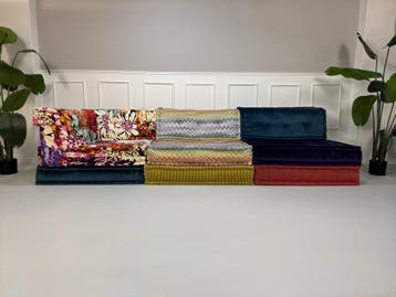 Roche Bobois Mah Jong Sofa Stof 3-zits handgemaakt MahJong B, Driepersoons, Ophalen of Verzenden, Zo goed als nieuw, Rechte bank