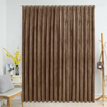 vidaXL Gordijn verduisterend met haken 290x245 cm fluweel, Verzenden, Nieuw, Beige