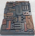 Drukblokken - Compositie van antieke XL-typografische, Antiek en Kunst