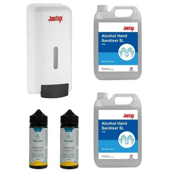 bundelvoordeel dispenser | 2x 5L handgel 70% | 2x 120ml h..., Verzenden
