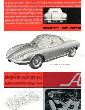 1963 ATS 2500 GT / GTS BROCHURE ENGELS, Nieuw, Author