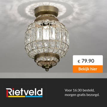 Rietveld-Plafondlampen-Brons-Kristal, Metaal, Verzenden, Nieuw