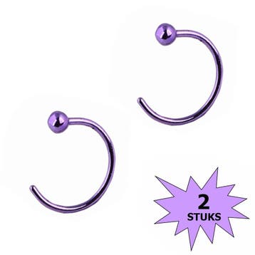 Fako Bijoux - Neuspiercing - Open Ring Bal - 8mm - Paars - 2, Sieraden, Tassen en Uiterlijk, Verzenden, Nieuw