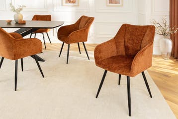 Draaibare Retro Stoel AVIGNON Roestbruin Chenille Zwart, Ophalen of Verzenden, Nieuw