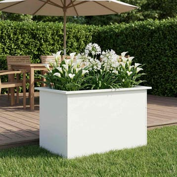 vidaXL Plantenbak met led Wit 50 x 80 x 48 cm Staal, Verzenden, Nieuw, Metaal, 60 tot 100 cm