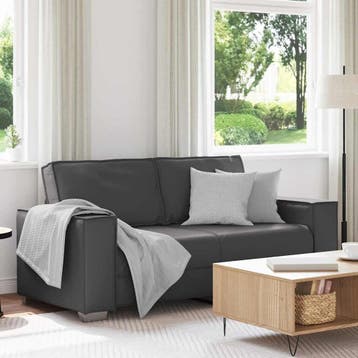 vidaXL Loveseat Grijs 180 cm Nep Leer, Huis en Inrichting, Verzenden, Nieuw, Leer, 150 tot 200 cm