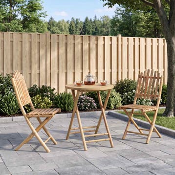 vidaXL Vouwbare tuin eetset 3 st Naturel Bamboe, Verzenden, Nieuw, Hout, 3 zitplaatsen
