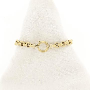 Gouden jasseron schakelarmband | 21 cm, Ophalen of Verzenden, Gebruikt, Goud, Goud