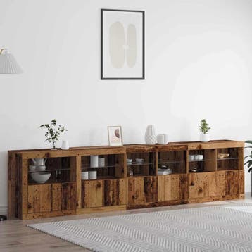 vidaXL LED Sideboard Oudhout 283 x 37 x 67 cm Bewerkt hout, Minder dan 50 cm, Verzenden, Nieuw, Minder dan 100 cm