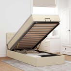 vidaXL Bed poef met matras en LEDs 90x200 cm stof, 90 cm, Eenpersoons, Verzenden, Nieuw