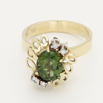 Ring - 14 karaat Geel goud - Saffier. Peridot., Nieuw