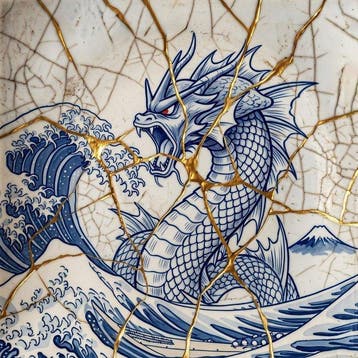 MEDSAN - Kintsugi Gyarados () - UNIQUE WORK, Antiek en Kunst