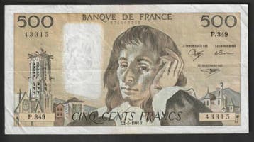 France Frankreich 500 Francs Pascal 02/05/1991 P 349, Verzenden