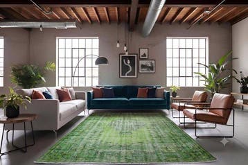 Groene vintage - Vloerkleed - 275 cm - 180 cm - met, Nieuw