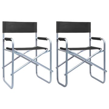 vidaXL Regisseursstoelen 2 st staal zwart, Verzenden, Nieuw, Metaal