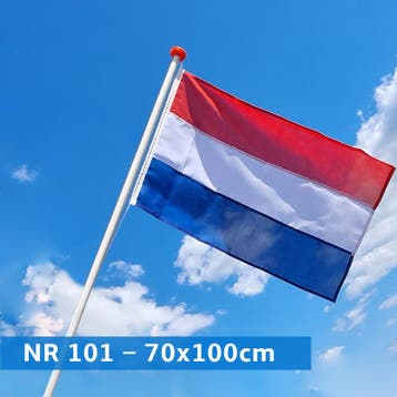NR 101: Nederlandse vlag 70x100 cm standaardblauw, Diversen, Vlaggen en Wimpels, Nieuw