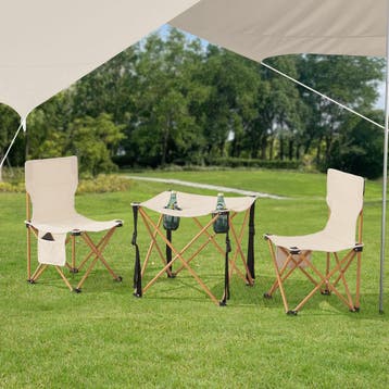 Tuinset Banzi 3-delig campingset opvouwbaar beige casa.pro, Verzenden, Nieuw