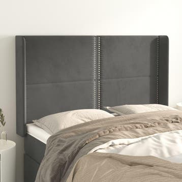 vidaXL Hoofdbord met randen 147x16x118/128 cm fluweel, Huis en Inrichting, Verzenden, Nieuw, Grijs, Stof