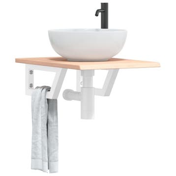 vidaXL Badkamer wandschap staal en massief eikenhout, Verzenden, Nieuw