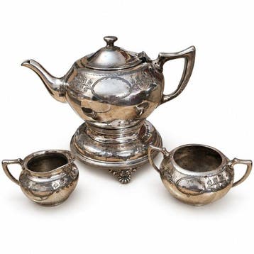 Philip Ashberry & Sons - Theepot (4) - Verzilverd -, Antiek en Kunst