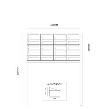 Brievenbusunit Hive set vrijstaand 4-breed, 5-hoog - zwart, Verzenden, Nieuw