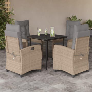 vidaXL 5-delige Tuinset met kussens poly rattan gemengd, Verzenden, Nieuw, 4 zitplaatsen, Tuinset