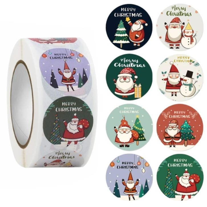 500 Kerst Stickers Op Rol - 2.5cm - Kerststickers -, Diversen, Cadeauverpakkingen, Verzenden