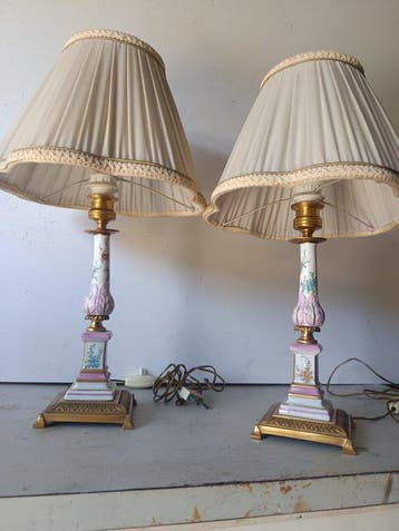 sculptuur, Coppia di lumi - 43 cm - Keramiek