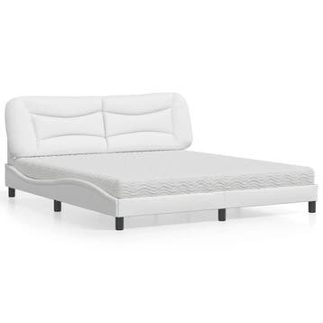 vidaXL Bed met matras Hvar kunstleer wit 180x200 cm, Overige materialen, Eenpersoons, Verzenden, Wit
