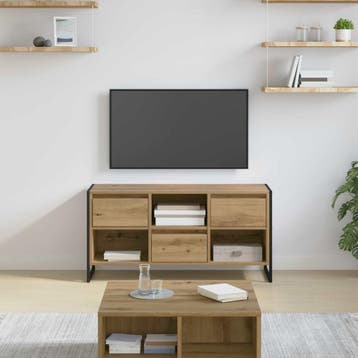 vidaXL TV-kast 100 x 36 x 49,5 cm Ambachtelijk eiken Bewerkt, Minder dan 50 cm, Verzenden, Nieuw, Minder dan 100 cm