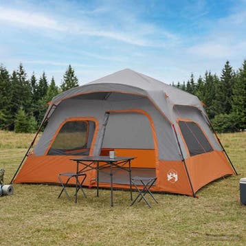 vidaXL Directe Tent Grijs en Oranje 340 x 280 x 190 cm, Verzenden, Nieuw, Tot en met 2