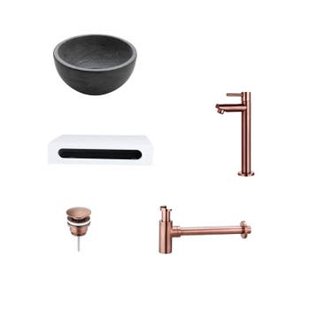 Sani Royal Natuursteen Mini Waskom met Solid, Nieuw